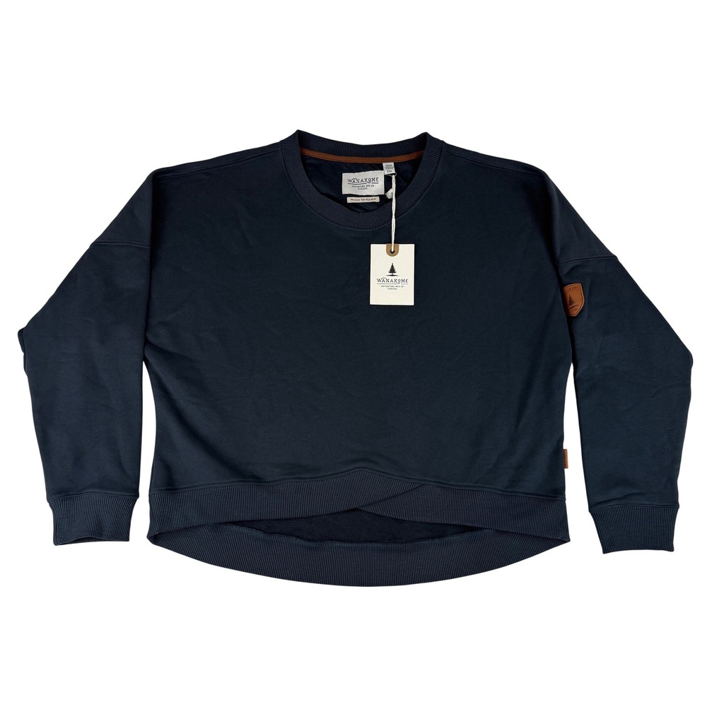 Wanakome‎ Emmy Sweatshirt Womens XXL Midnight Blue Fleece Cross Hem 5492 NWT